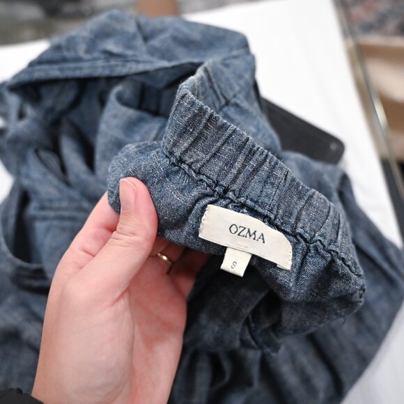 OZMA Small Hemp Heather Blue Tie Back Matador Wrap Jumpsuit - Picture 8 of 12